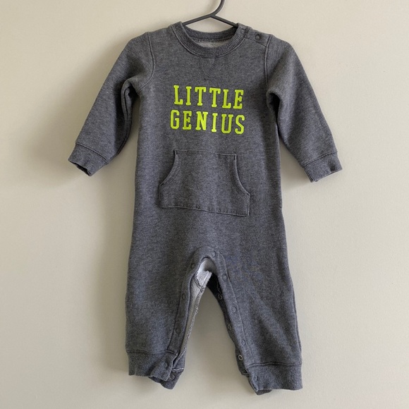 Carter’s Long Sleeve ‘Little Genius’ Cozy One Piece - Picture 1 of 10